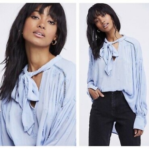 Free People Tops - Free People Wishful Moments Gemstone Blue Blouse